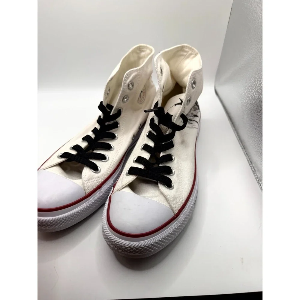 Converse Chuck Taylor All Star Hi M7650 White Globe Print Mens 8.5 Womens 10.5